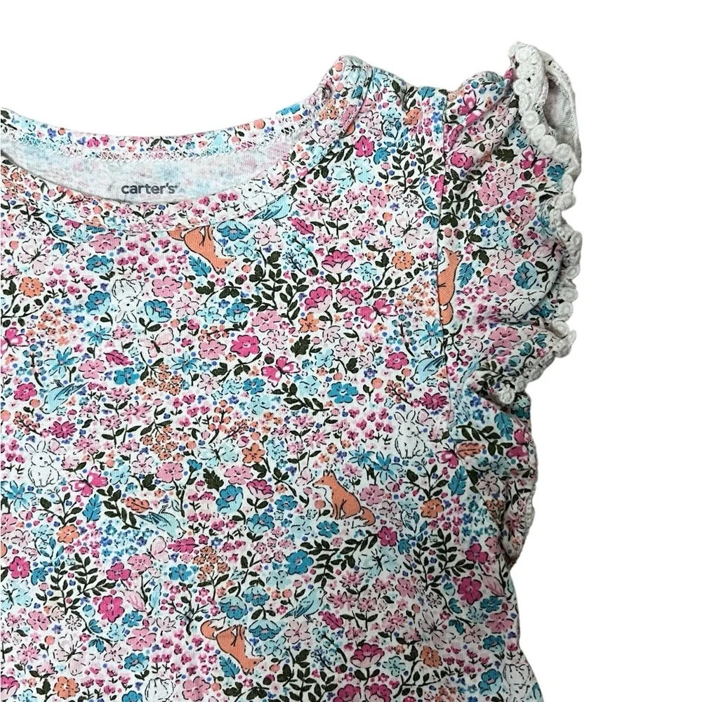 Carter’s | Flutter sleeve floral short sleeve crew neck tee shirt size 2T